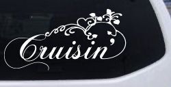 Cruisin With Swirl Hearts and Vines Car or Truck Window Decal Sticker