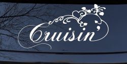 Cruisin With Swirl Hearts and Vines Car or Truck Window Decal Sticker
