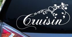 Cruisin With Swirl Hearts and Vines Car or Truck Window Decal Sticker