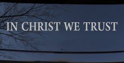 In Christ We Trust Christian Car or Truck Window Decal Sticker (Light Gray)
