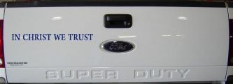 In Christ We Trust Christian Car or Truck Window Decal Sticker (Navy)
