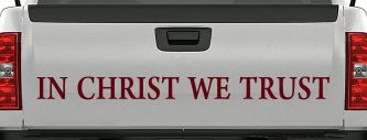 In Christ We Trust Christian Car or Truck Window Decal Sticker (Purple Red)