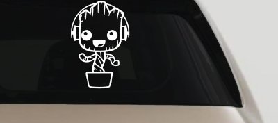 Baby Groot Dancing With Headphones Car or Truck Window Vinyl Decal Sticker