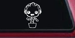 Baby Groot Dancing With Headphones Car or Truck Window Decal Sticker