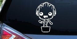Baby Groot Dancing With Headphones Car or Truck Window Decal Sticker
