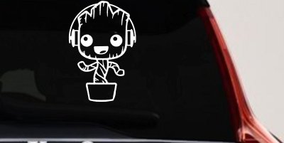 Baby Groot Dancing With Headphones Car or Truck Window Vinyl Decal Sticker