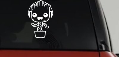 Baby Groot Dancing With Headphones Car or Truck Window Vinyl Decal Sticker