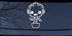 Baby Groot Dancing With Headphones Car or Truck Window Decal Sticker
