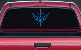 Legend of Zelda Triforce Masterword Sci Fi Car or Truck Window Decal Sticker (Sky Blue)