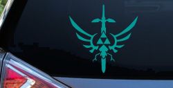 Legend of Zelda Triforce Masterword Sci Fi Car or Truck Window Decal Sticker (Turquoise)