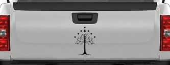 White Tree of Gondor Rings Car or Truck Window Vinyl Decal Sticker (Black)