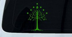 White Tree of Gondor Rings Car or Truck Window Decal Sticker (Lime)