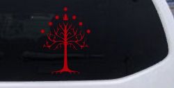 White Tree of Gondor Rings Car or Truck Window Decal Sticker (Red)