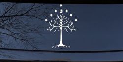 White Tree of Gondor Rings Car or Truck Window Decal Sticker