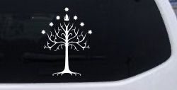 White Tree of Gondor Rings Car or Truck Window Decal Sticker
