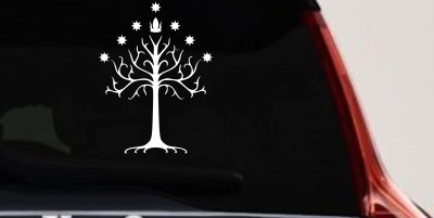 White Tree of Gondor Rings Car or Truck Window Vinyl Decal Sticker