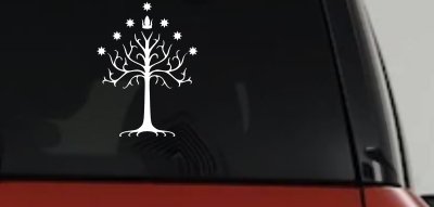 White Tree of Gondor Rings Car or Truck Window Vinyl Decal Sticker