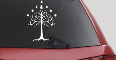 White Tree of Gondor Rings Car or Truck Window Vinyl Decal Sticker