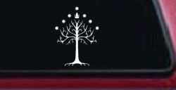 White Tree of Gondor Rings Car or Truck Window Decal Sticker