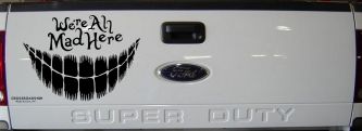 We're All Mad Here Cheshire Cat Wonderland Car or Truck Window Decal Sticker (Black)