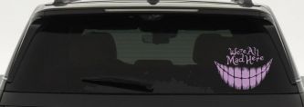 We're All Mad Here Cheshire Cat Wonderland Car or Truck Window Decal Sticker (Lilac)