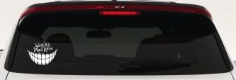 We're All Mad Here Cheshire Cat Wonderland Car or Truck Window Decal Sticker (White)