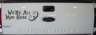 We're All Mad Here Cheshire Cat Wonderland Car or Truck Window Decal Sticker (Black)