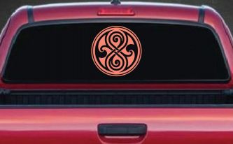 Doctor Who Time lord symbol Seal of Gallifrey Sci Fi Car or Truck Window Decal Sticker (Coral)