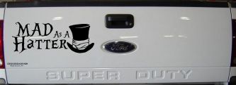 Mad as A Hatter Mad Hatter Alice Wonderland Car or Truck Window Decal Sticker (Matte Black)