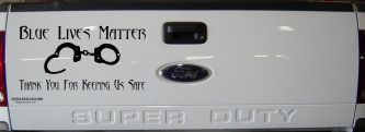 Blue Lives Matter Thank You Police For Keeping Us Safe Car or Truck Window Decal Sticker (Black)