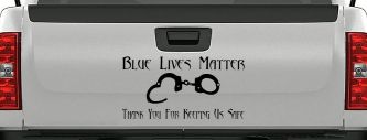 Blue Lives Matter Thank You Police For Keeping Us Safe Car or Truck Window Decal Sticker (Black)