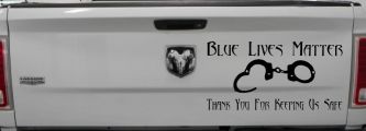 Blue Lives Matter Thank You Police For Keeping Us Safe Car or Truck Window Decal Sticker (Black)