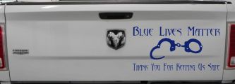 Blue Lives Matter Thank You Police For Keeping Us Safe Car or Truck Window Decal Sticker (Navy)