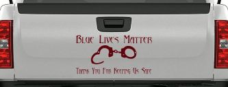 Blue Lives Matter Thank You Police For Keeping Us Safe Car or Truck Window Decal Sticker (Purple Red)