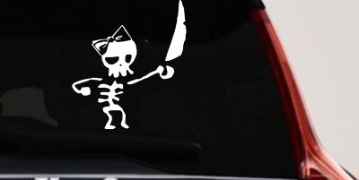 Cute Pirate Girl Skeleton with Sword and Hair Bow Skulls Car or Truck Window Vinyl Decal Sticker