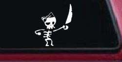 Cute Pirate Girl Skeleton with Sword and Hair Bow Skulls Car or Truck Window Decal Sticker