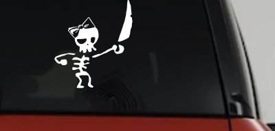 Cute Pirate Girl Skeleton with Sword and Hair Bow Skulls Car or Truck Window Vinyl Decal Sticker