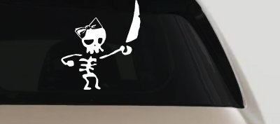 Cute Pirate Girl Skeleton with Sword and Hair Bow Skulls Car or Truck Window Vinyl Decal Sticker