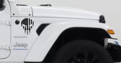 Punisher Skull US American Flag Vertical AR15 AR 15 Teeth  Military Car or Truck Window Decal Sticker (Black)
