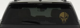 Punisher Skull US American Flag Vertical AR15 AR 15 Teeth  Military Car or Truck Window Decal Sticker (Gold)