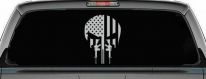 Punisher Skull US American Flag Vertical AR15 AR 15 Teeth  Military Car or Truck Window Decal Sticker (Light Gray)