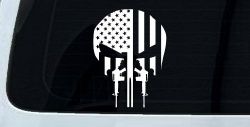 Punisher Skull US American Flag Vertical AR15 AR 15 Teeth  Military Car or Truck Window Decal Sticker