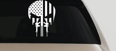 Punisher Skull US American Flag Vertical AR15 AR 15 Teeth  Military Car or Truck Window Vinyl Decal Sticker