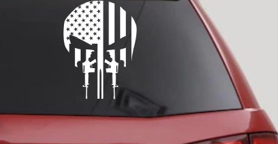 Punisher Skull US American Flag Vertical AR15 AR 15 Teeth  Military Car or Truck Window Vinyl Decal Sticker
