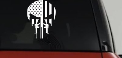 Punisher Skull US American Flag Vertical AR15 AR 15 Teeth  Military Car or Truck Window Vinyl Decal Sticker