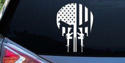 Punisher Skull US American Flag Vertical AR15 AR 15 Teeth  Military Car or Truck Window Decal Sticker