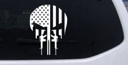 Punisher Skull US American Flag Vertical AR15 AR 15 Teeth  Military Car or Truck Window Decal Sticker