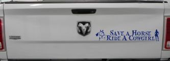 Save a Horse Ride a Cowgirl Western Rodeo Farm Ranch Car or Truck Window Vinyl Decal Sticker (Navy)