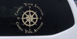 Change Your Latitude Change Your Attitude with Rose Compass Car or Truck Window Decal Sticker (Desert Sand)