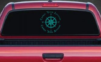 Change Your Latitude Change Your Attitude with Rose Compass Car or Truck Window Decal Sticker (Turquoise)